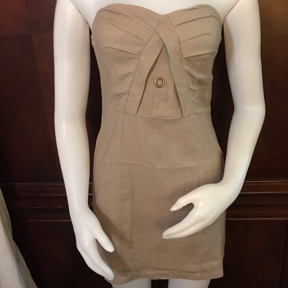 🆕 Theme Tan Strapless Dress-Large
